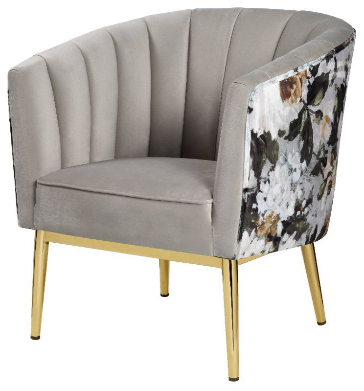 Acme Colla Accent Chair Gray Velvet and Gold