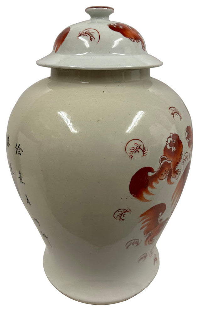 Consigned Early 20th Century Chinese Hand Painted FooDog Ginger Jar