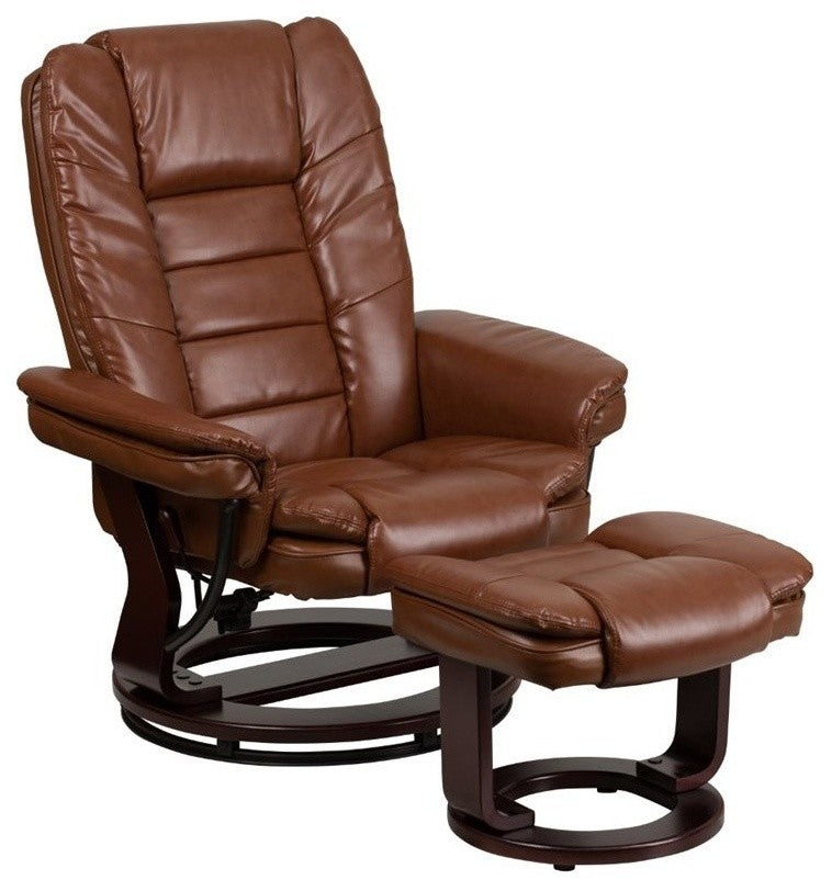 Pemberly Row Leather Recliner in Vintage Brown