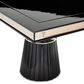 Carmela Double Pedestal Dining Table, Glossy Charcoal Sand