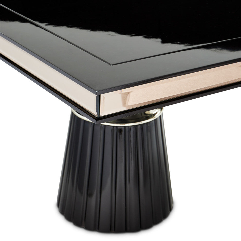 Carmela Double Pedestal Dining Table, Glossy Charcoal Sand