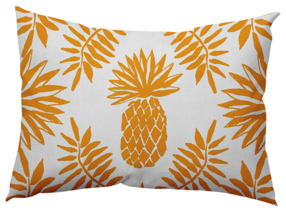 Pineapple Leaves Decorative Throw Pillow, Mango, 14"x20"