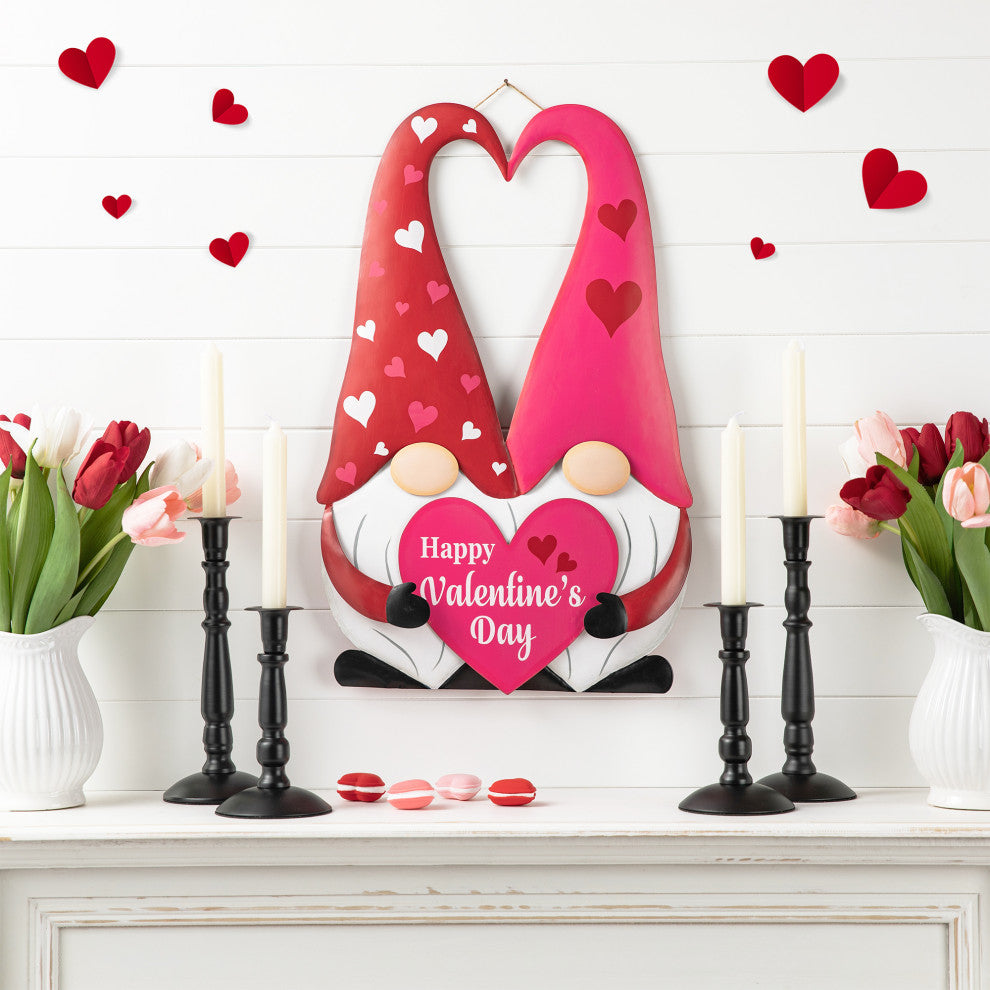 30"H Valentine's Metal Gnome Couple Yard Stake, 3-Function