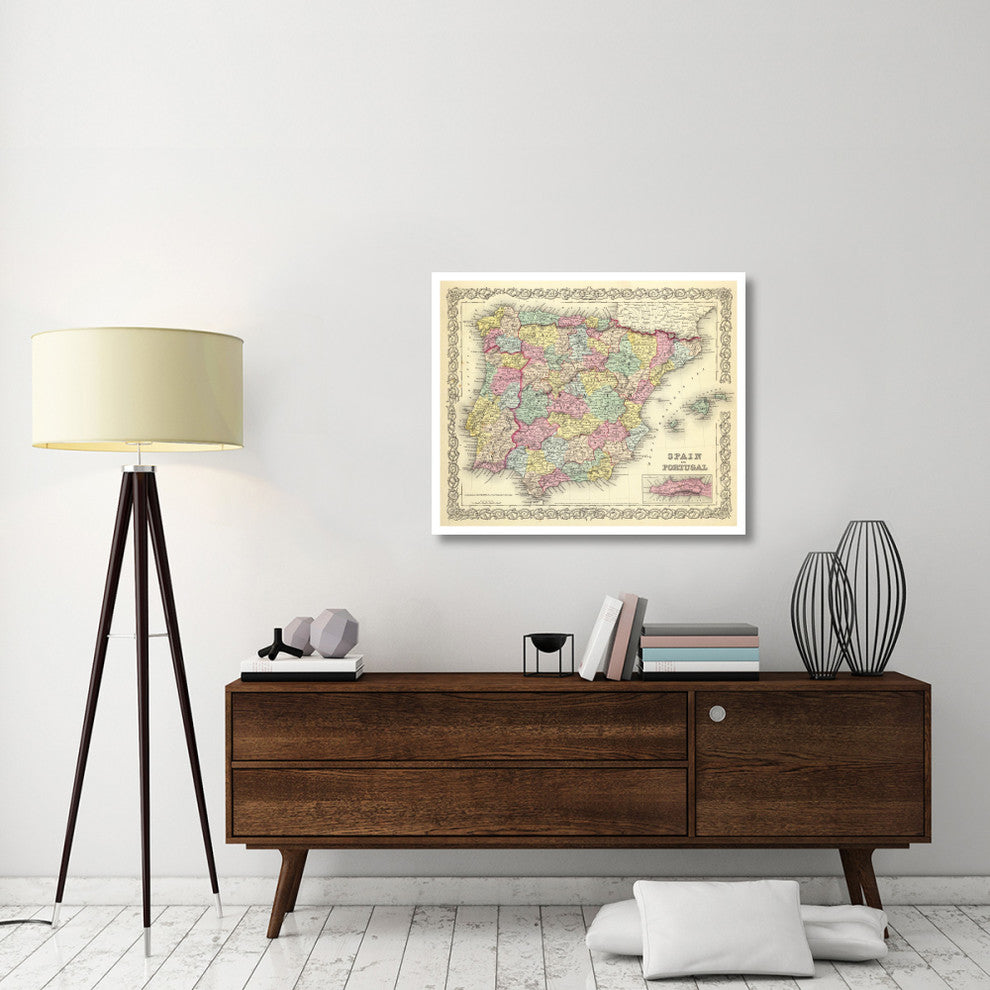 "Spain and Portugal, 1856" Digital Paper Print by G.W. Colton, 38"x32"