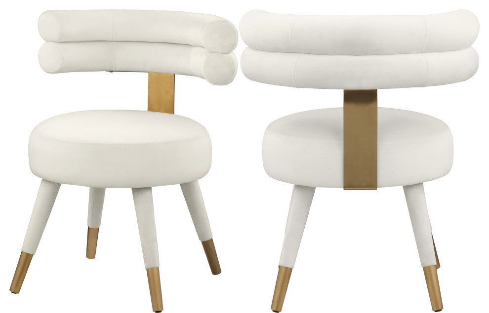 Fitzroy Velvet Upholstered Dining Chair (Set of 2), Cream