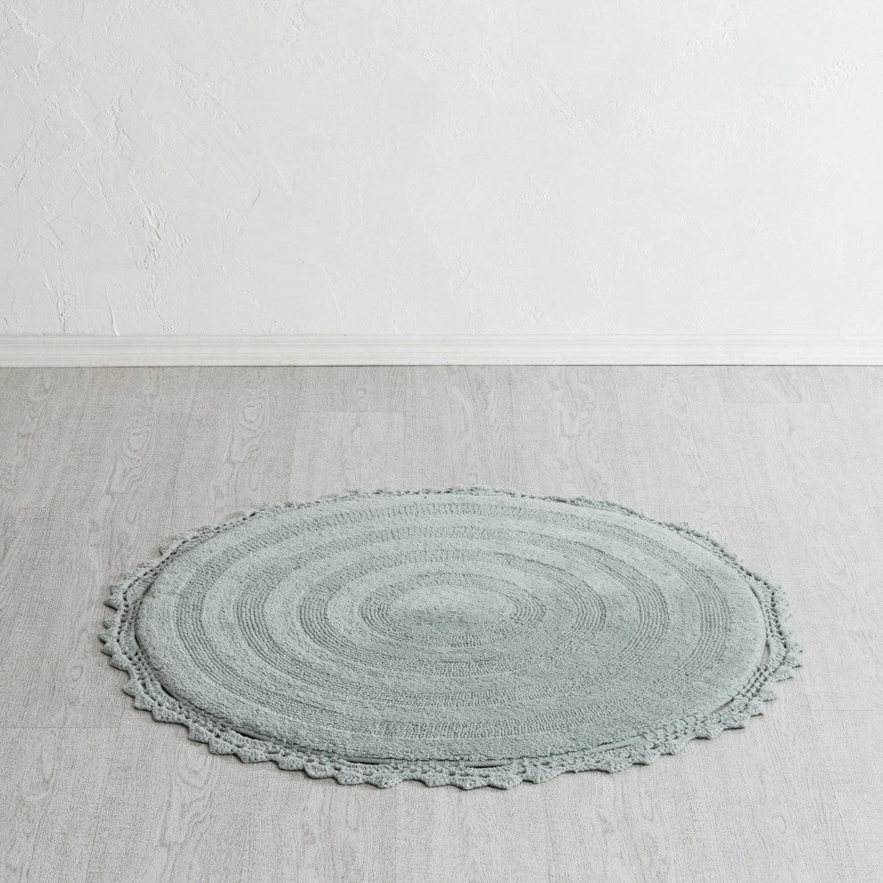 Winchester Crochet Border Bath Mat, Arctic, 36" X 36"
