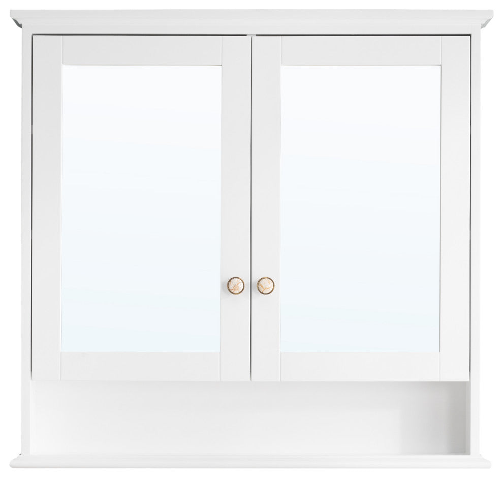 Handmade Wall-Mounted Medicine Cabinet, White, 36"x34", Double Doors