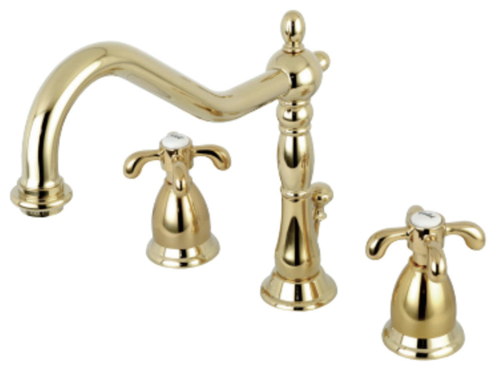 Kingston Brass Widespread Bathroom Faucet With Brass Pop-Up, Polished Brass