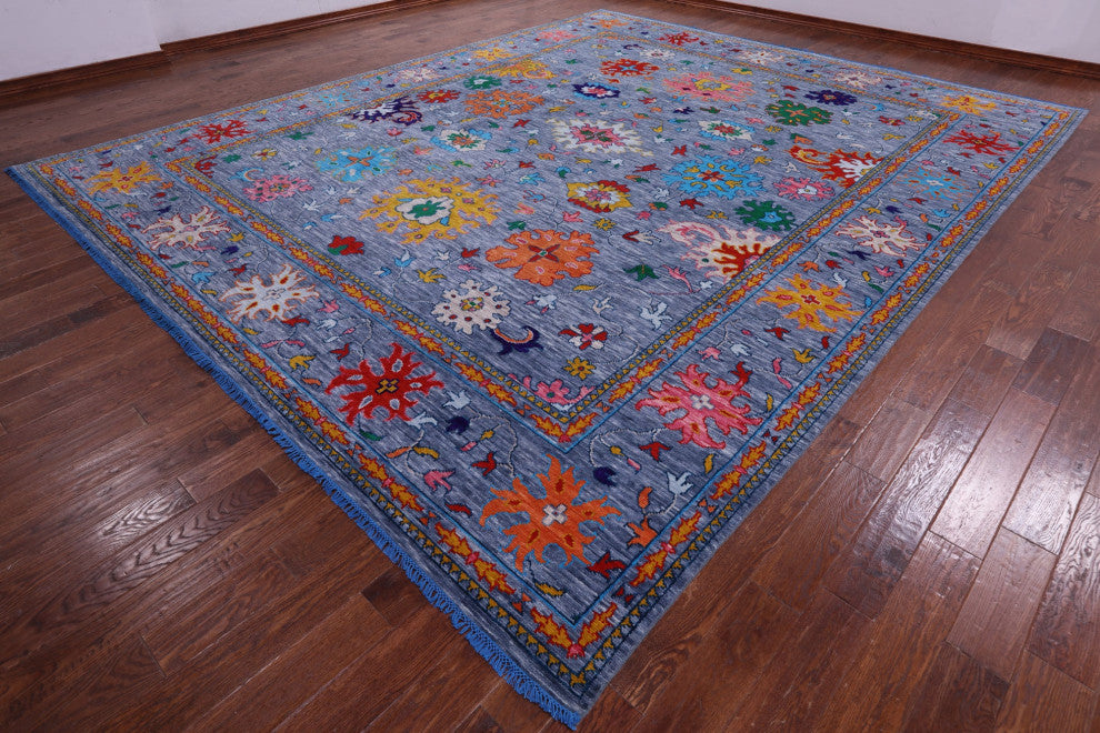 Turkish Oushak Handmade Wool Rug 12' 2" X 14' 9" - Q14932