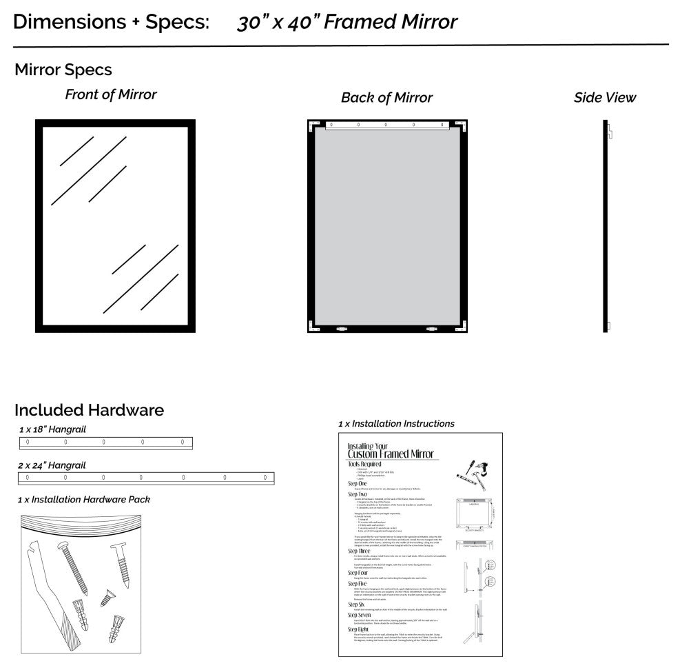 Ellis Framed Wall Mirror, Champagne Gold, 30"x40"