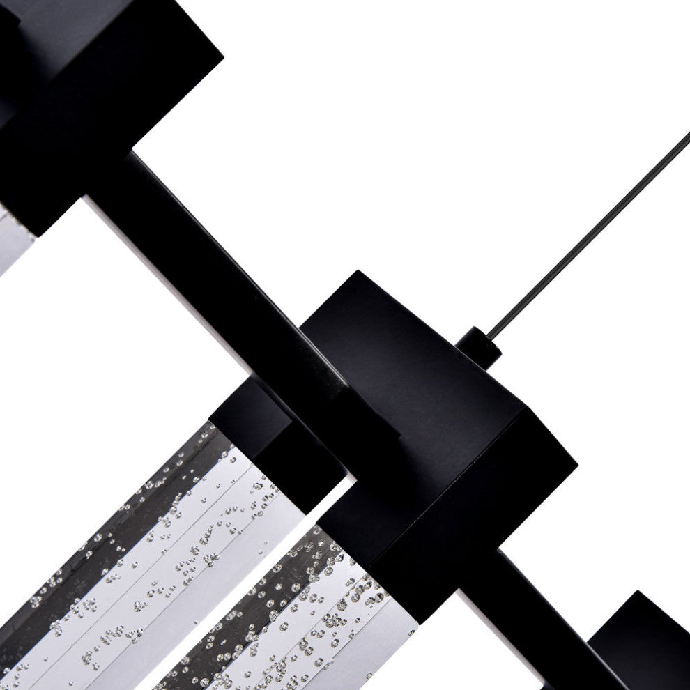 Sorrento 40" 7 Shades ETL Certified Integrated LED Linear Chandelier, Black