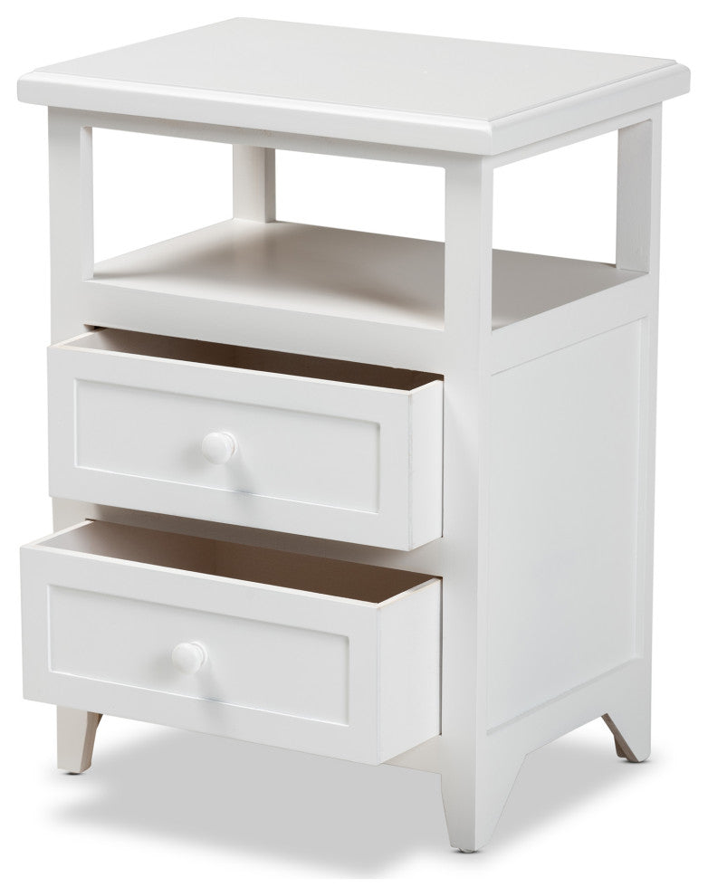 Yoder Contemporary White 2-Drawer Nightstand