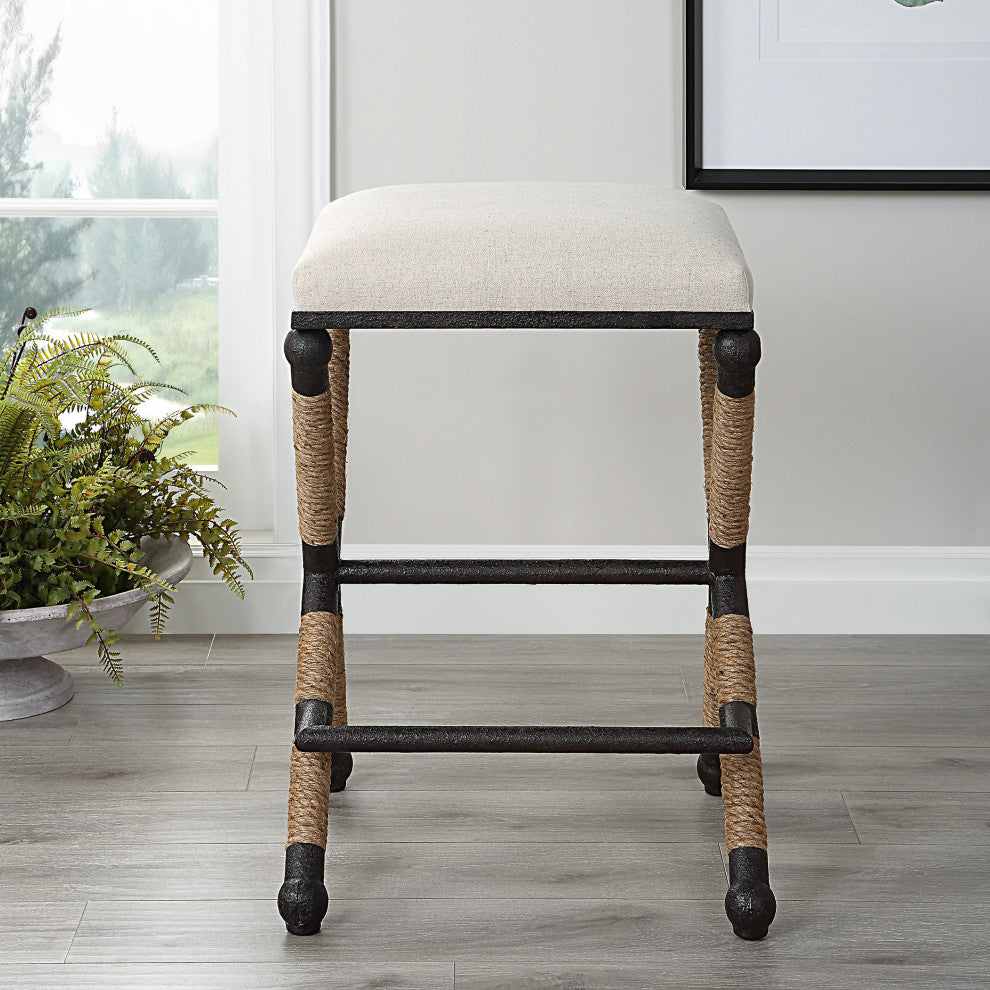 Uttermost Firth 19 x 28" Rustic Oatmeal Counter Stool