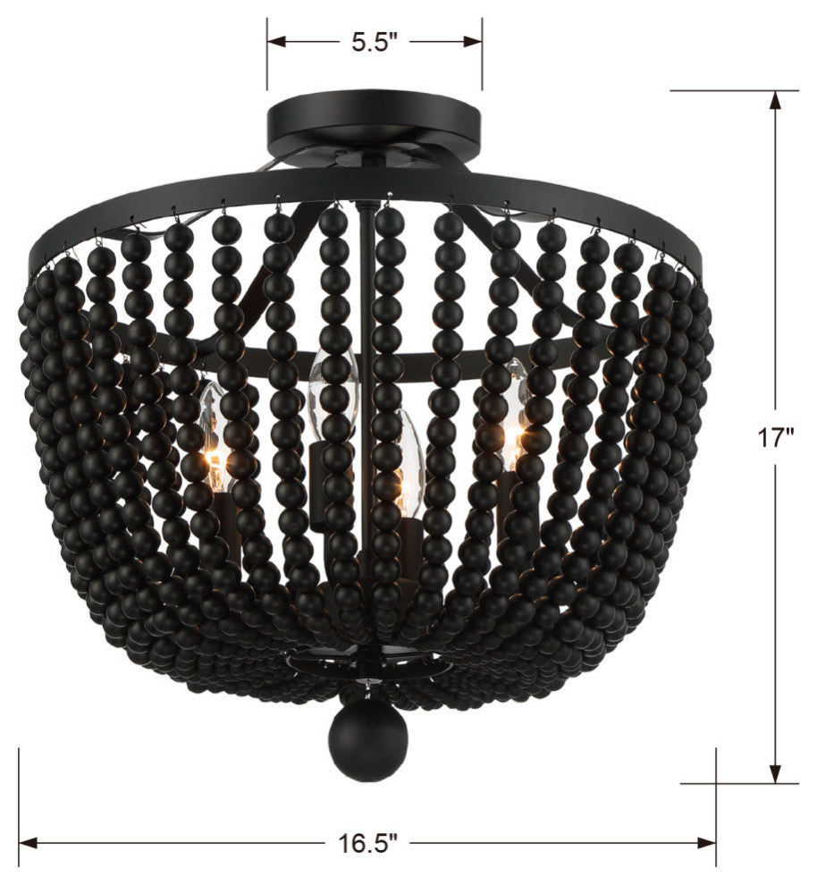 Crystorama 604-MK_CEILING, 4-Light Ceiling Mount, Matte Black