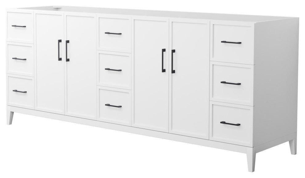 Elan 84" Double Vanity, White, No Top, No Sink, Black Trim