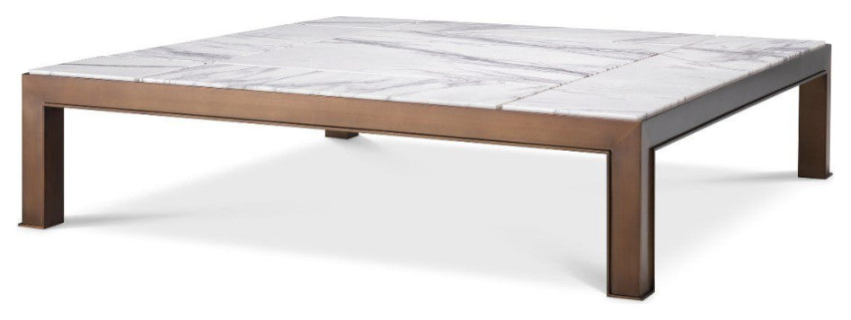 White Marble Brass Coffee Table | Eichholtz Tardieu