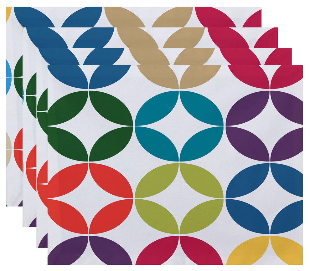 Eye Opener, Geometric Print Placemat, Set of 4, Turquoise