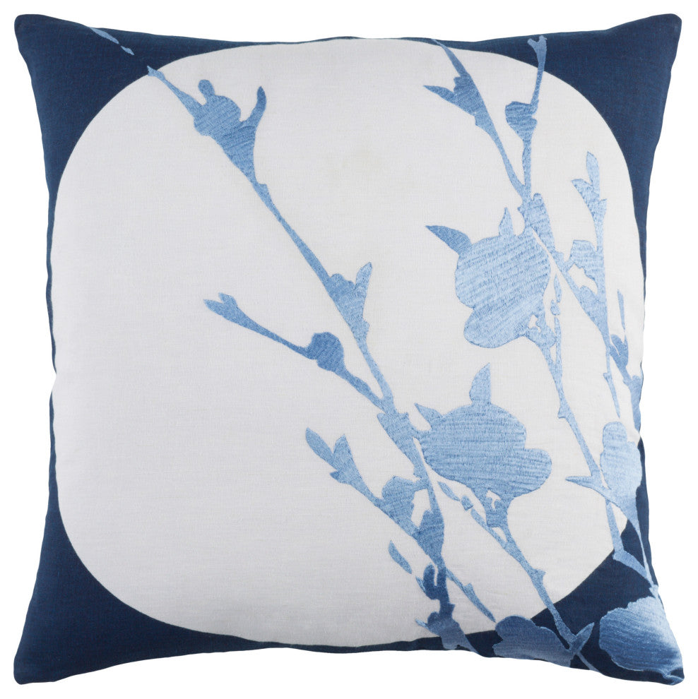 Surya Harvest Moon HR-002 20"x20" Pillow Kit, Pale Blue/Blue/Navy