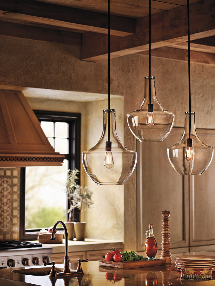 Pendant 1-Light, Clear Glass, Olde Bronze