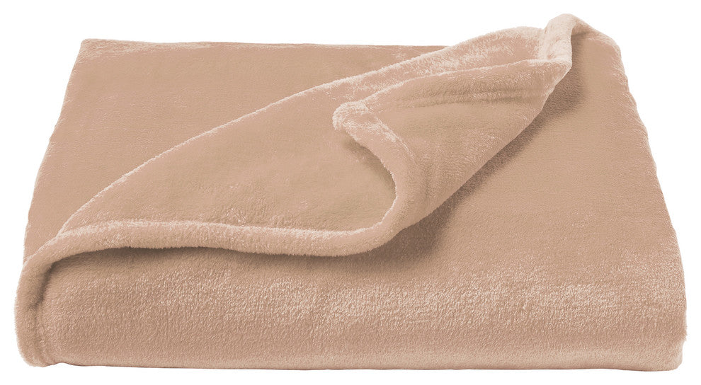 LHC Microfiber Velvet Throw Blanket, Desert Tan