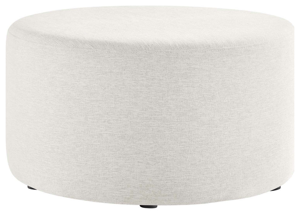 Callum Large 29" Round Woven Heathered Fabric Upholstered Ottoman