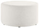 Callum Large 29" Round Woven Heathered Fabric Upholstered Ottoman