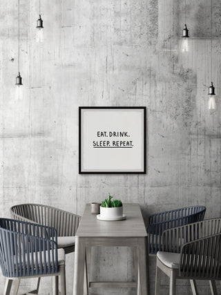 "Eat Drink Sleep" Framed Painting Print, 18x18