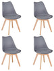 Modern Soft Padded Shell Dining Chair with Wood Legs for Kitchen, Set of 4, Grey