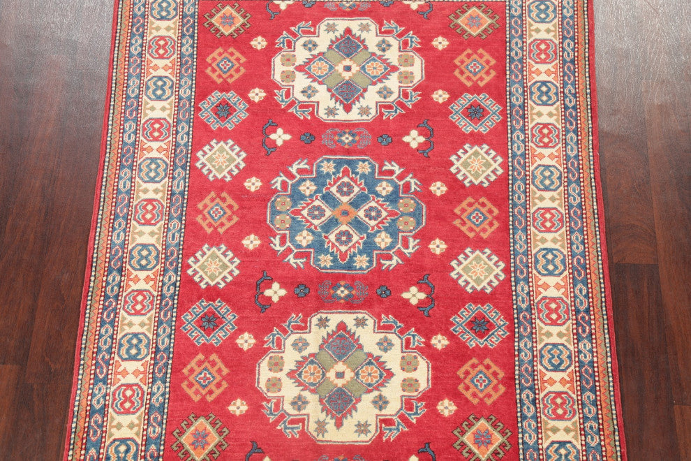 Oriental Kazak Traditional Hand Made Pakistani Area Rug, Red, 6'8"x4'11