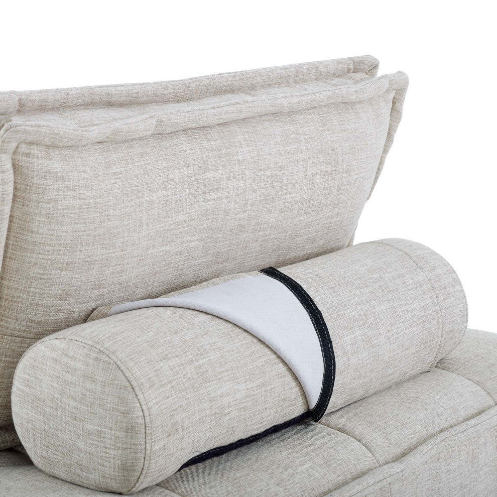 Tufted Accent Chair, Fabric, Beige, Modern, Living Lounge Hotel Hospitality