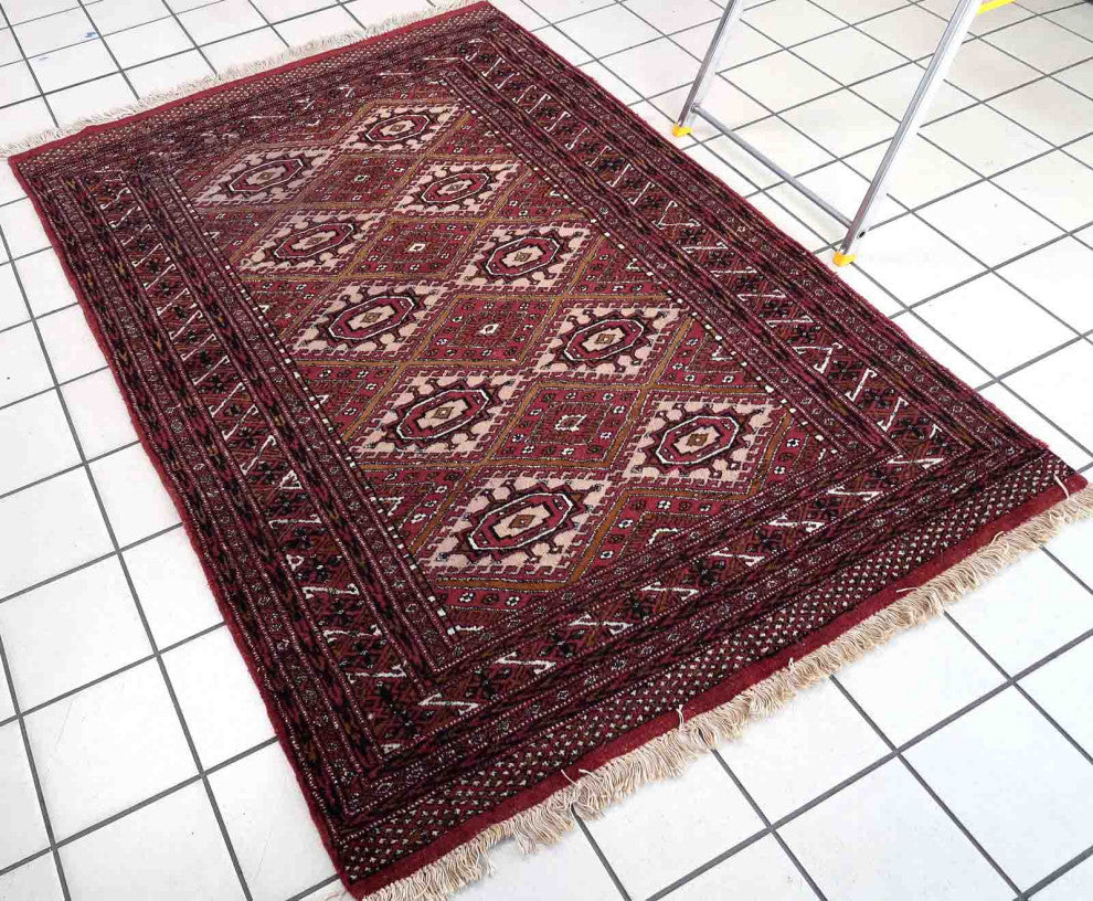 Handmade Vintage Afghan Ersari Rug 4'x6', 123cmx183cm 1970s