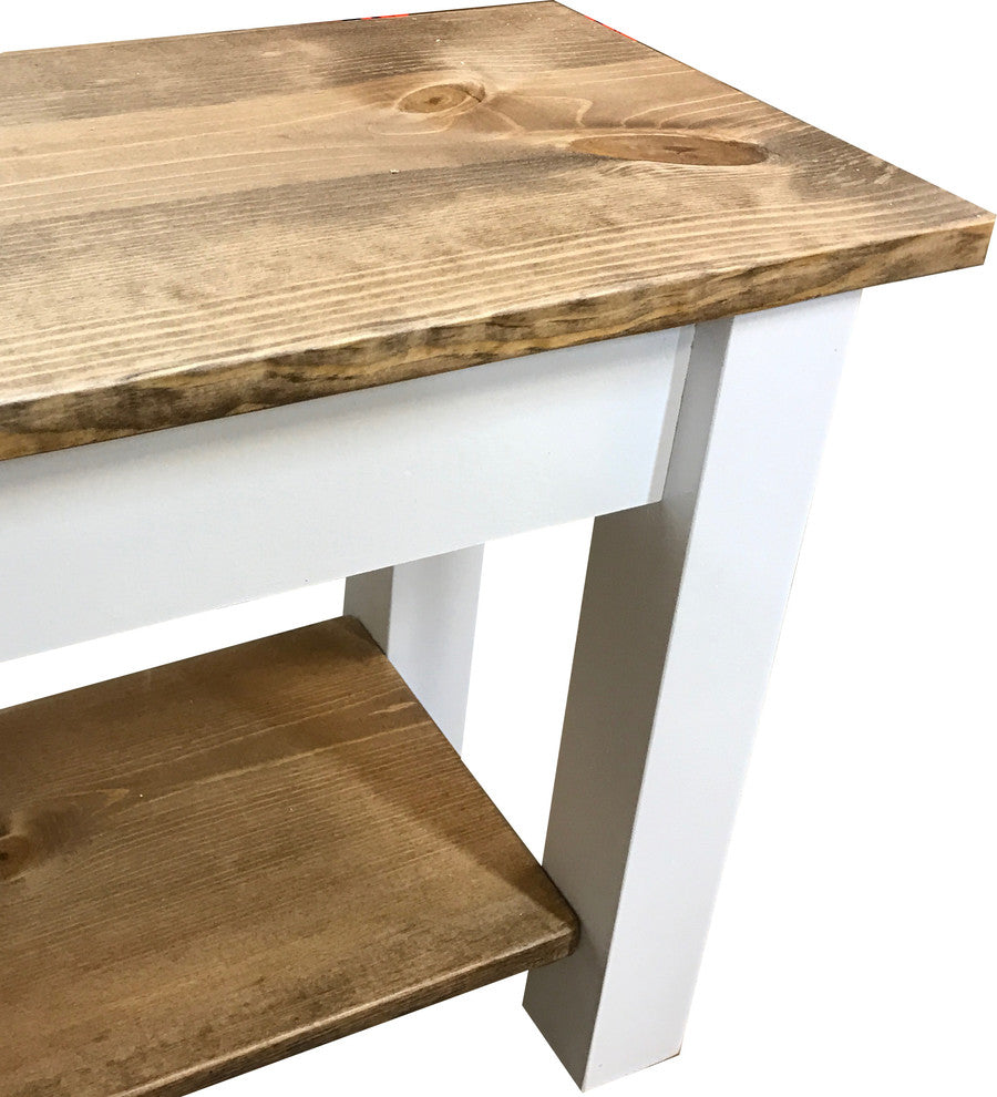 Ambler Farmhouse Bench With Shelf, 42"