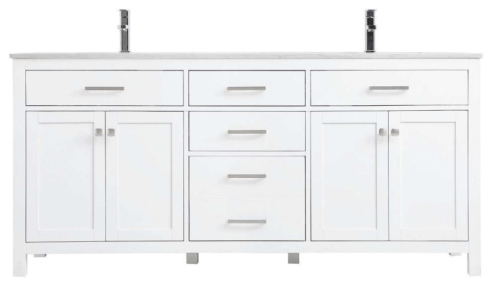72" Double Bathroom Vanity, White