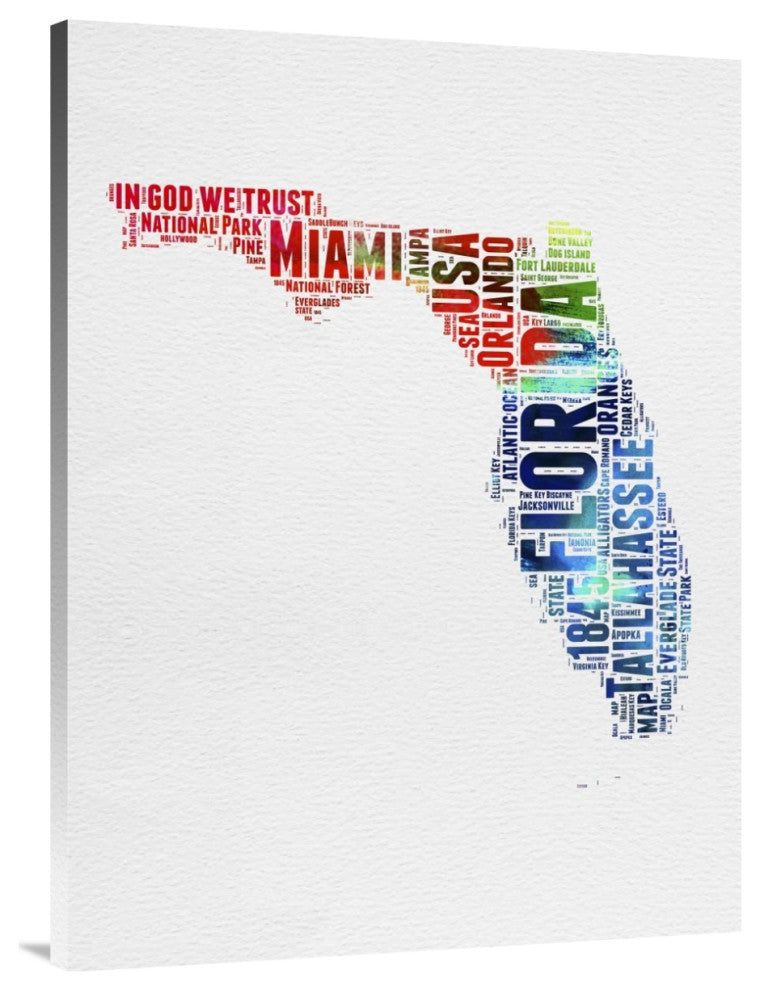 "Florida Watercolor Word Cloud" Fine Art Print