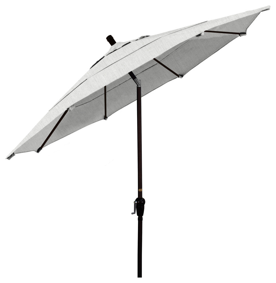 11' Bronze Auto-Tilt Crank Lift Aluminum Umbrella, Sunbrella, Granite