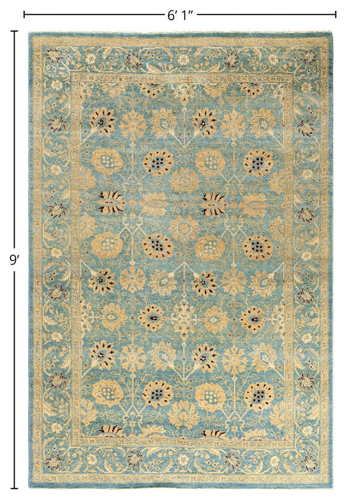 Overdyed, One-of-a-Kind Hand-Knotted Area Rug Blue, 6'1"x9'0"