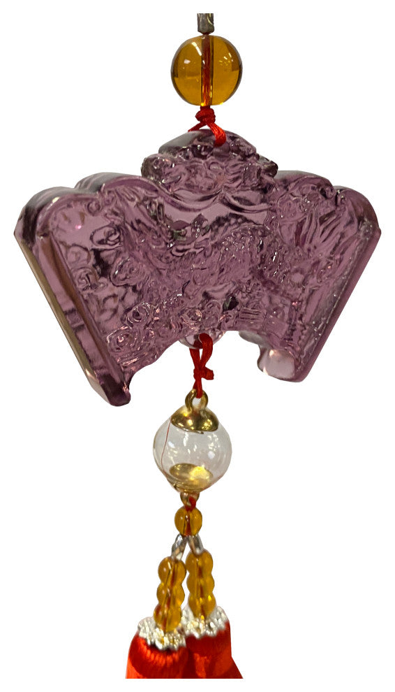 Crystal Glass Fengshui Fortune Purple Kirin Theme Gift Decor Tassel, Hws2173