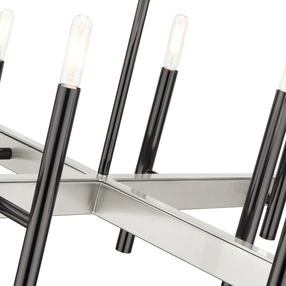 Black Chrome Mid Century Modern, Urban, Scandinavian, Minimal Chandelier
