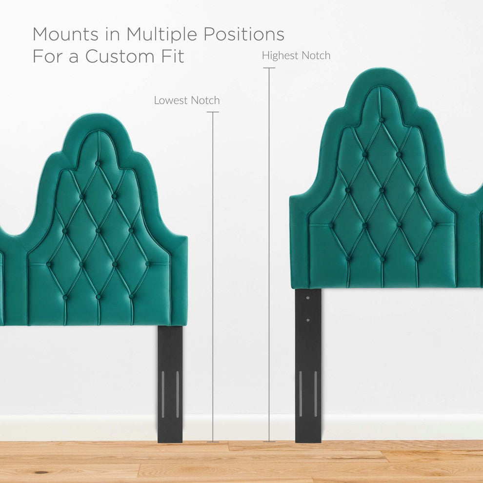 Tufted Platform Bed Frame, Queen Size, Velvet, Teal Blue, Modern Contemporary