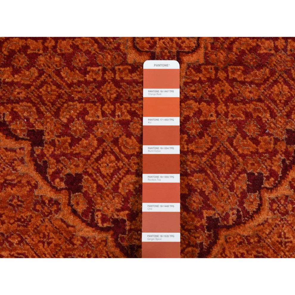 Pumpkin Orange Tabriz Mahi Wool Dense Weave Hand Knotted Runner Rug 2'9"x11'10"