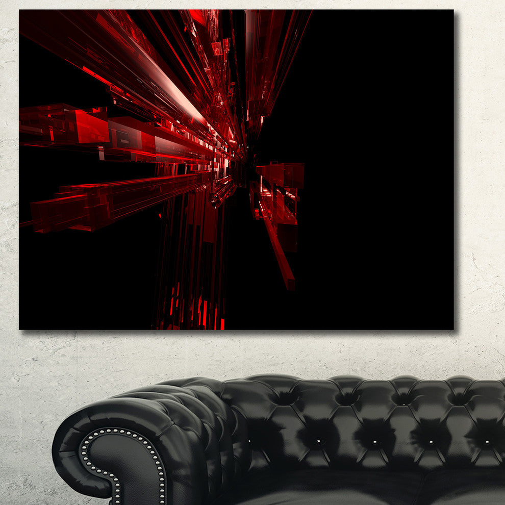 3D Red Crystal Background, Abstract Canvas Art Print, 40"x30"