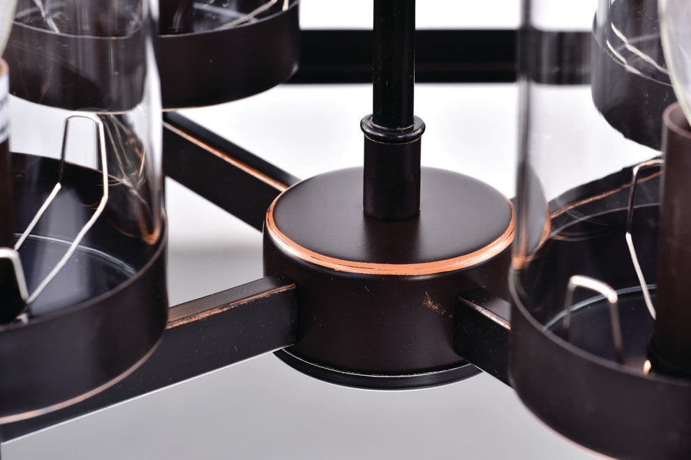 4-Light Oil Rubbed Bronze Hexagon Lantern Cage Chandelier Farmhouse