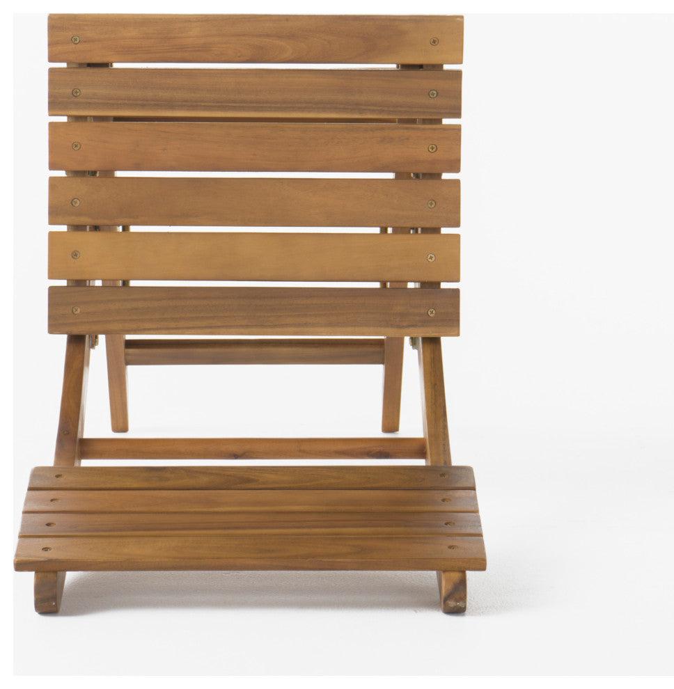 GDF Studio Vicaro Outdoor Natural Acacia Wood Foldable Dining Chairs, Set of 2