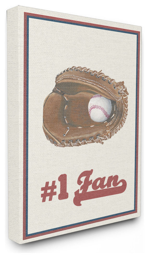 Number 1 Baseball Fan, 24"x30", Stretched Canvas Wall Art