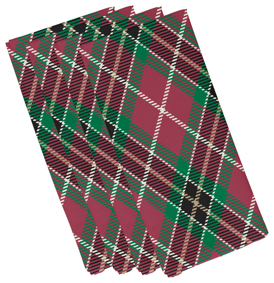 Mad for Plaid 19" Red Holiday Print Napkin, Set of 4