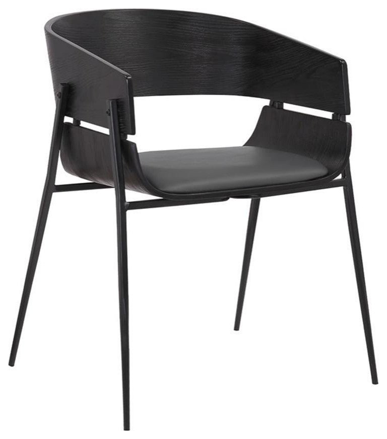 Armen Living Bronte Modern Wood Dining Room Chairs in Black/Gray (Set of 2)