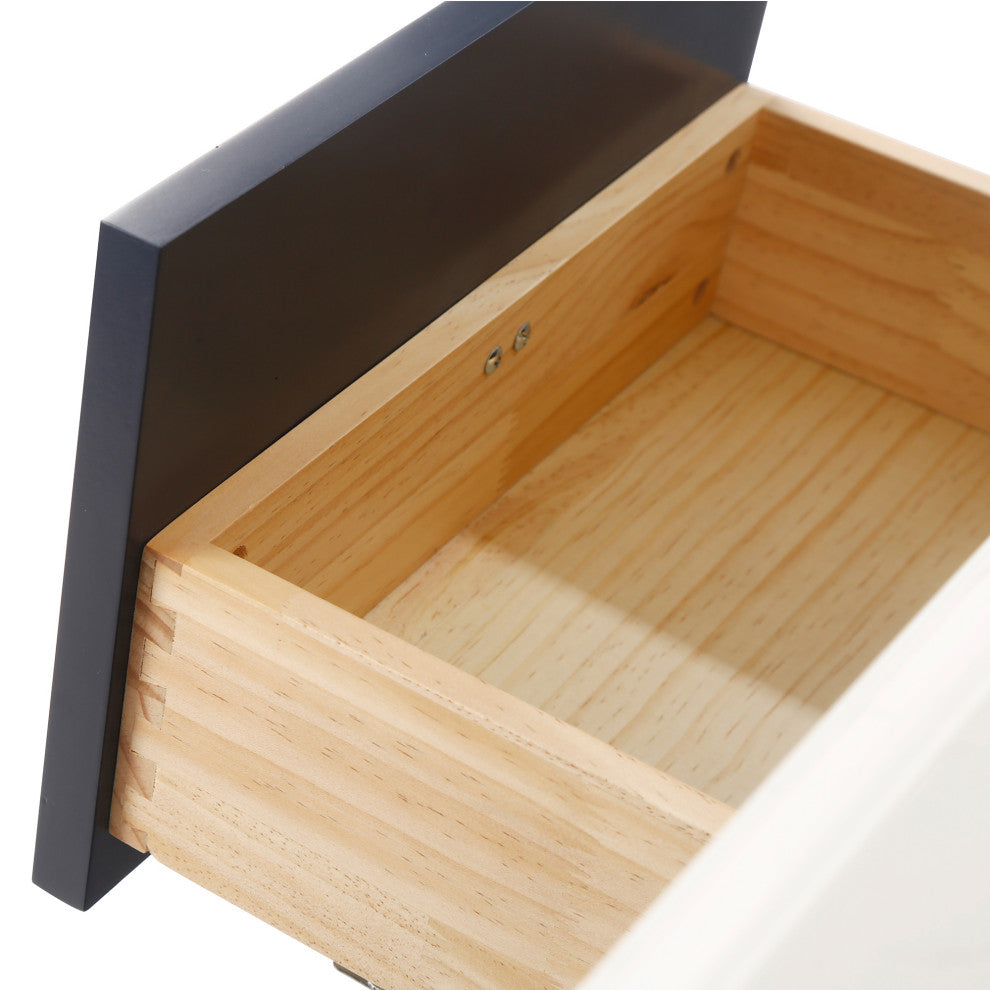 60/72" Plywood Freestanding Bath Vanity Set, Drawer and Ceramic Sink, Navy Blue, 72 Inch