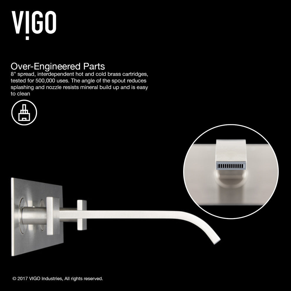 VIGO Titus 3" H 2-Handle Wall Mount Bathroom Faucet, Brushed Nickel