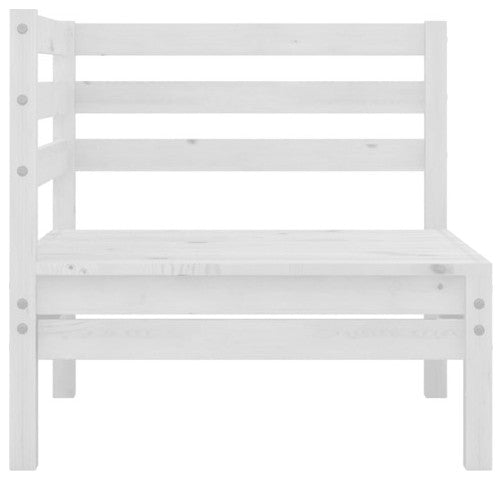 vidaXL Solid Pinewood Patio Lounge Set 4 Piece White Garden Wooden Furniture