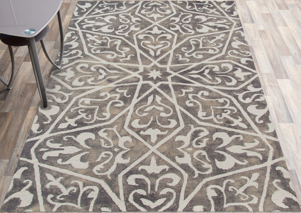 Amer Rugs Shibori SHI-26 Gray Gray Hand-tufted - 7'6"x9'6" Rectangle Area Rug